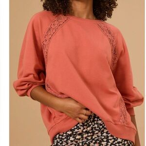 Altar’d State Cedarwood Madison Crochet Sweatshirt Boho Fall Pullover